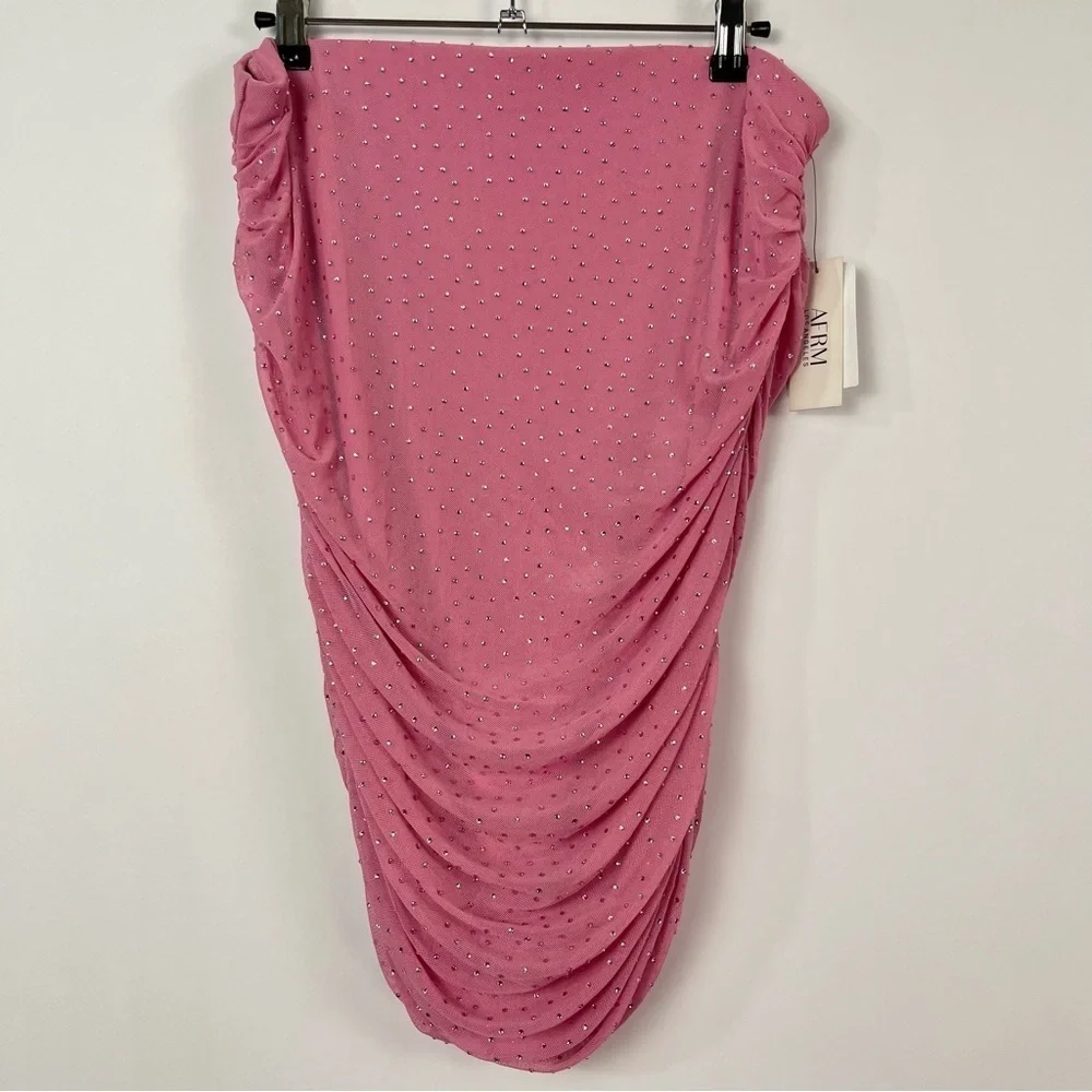 AFRM Dasani Rhinestone Dotted Ruched Miniskirt NWT XL
